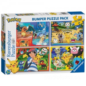 Ravensburger Pokémon 4 x 100 Piece Bumper Jigsaw Puzzle Pack Discounted